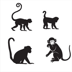 Cute animal silhouettes, a domestic dog and cat vector illustration set