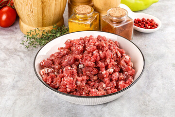 Raw beef minced meat for cooking