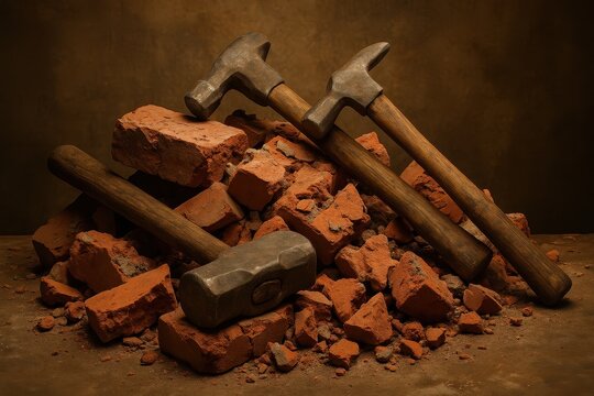 resilient tools ready for rebuilding after disaster concept