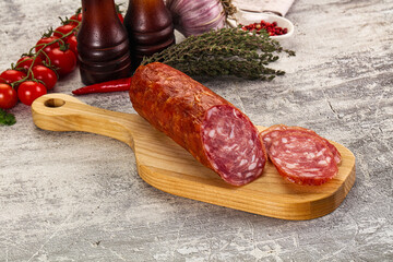 Italian pork Salchichon sausage with slices