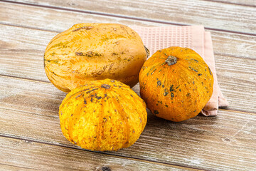 Decorative yelow pampkin seasonal vegetables