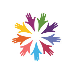 Colorful hands in circular unity formation