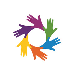 Colorful Circle of Hands  Vector Illustration  , Symbolizing Unity and Diversity illustration