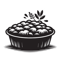 Black Shepherd’s Pie Silhouette Vector, High Quality Illustration on White Background