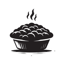 Black Shepherd’s Pie Silhouette Vector, High Quality Illustration on White Background