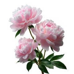 Pink peonies bouquet isolated on transparent background