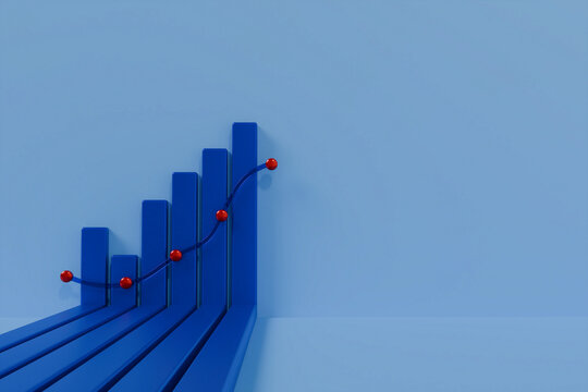 3d render chart bar diagram business growth concept and stock market sales strategy