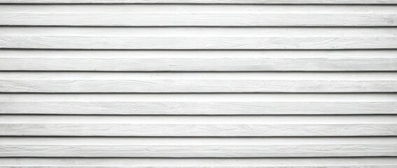 Obraz premium A close-up view of a horizontal, lined, white surface, possibly siding or a similar material, shows subtle texture variations in the paint or material