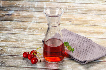 Sweet cherry juice in the glass