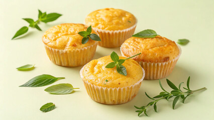 muffins mini  cake with mint
