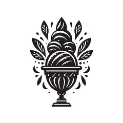 Black Sorbet Silhouette Vector, High Quality Illustration on White Background