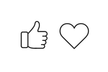 Symbols of approval and love displayed together in a minimalistic design