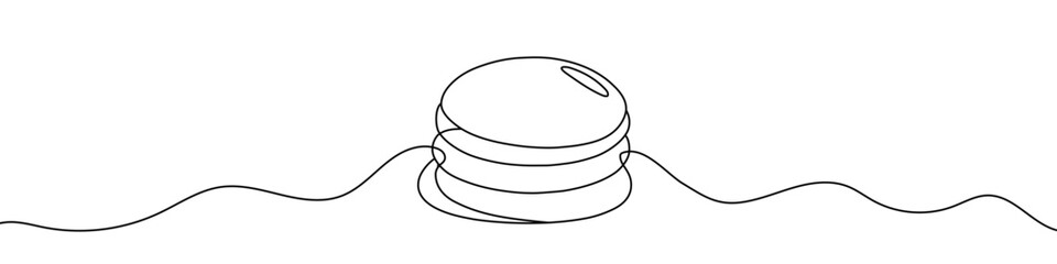 Black pancakes in single line art style. Editable minimalist pancakes drawing on white background. Vector illustration.