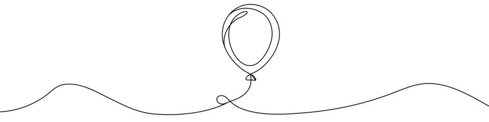 Black balloon in single line art style. Editable minimalist balloon drawing on white background. Vector illustration. © chekman