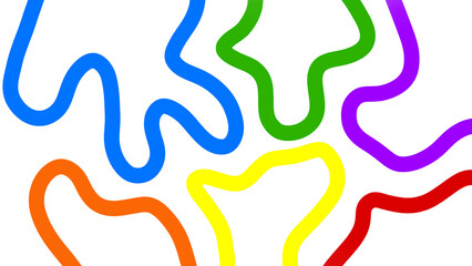 Colorful squiggles isolated on transparent background. Creative doodle lines. Trendy multicolor curves for banners or posters.