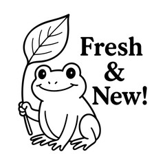 Fresh and New SVG Vector Cute Frog Holding Leaf Line Art for Packaging, Labels, and Small Business Branding