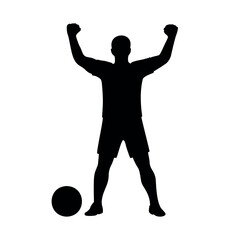 Soccer winner silhouette, football champion pose
