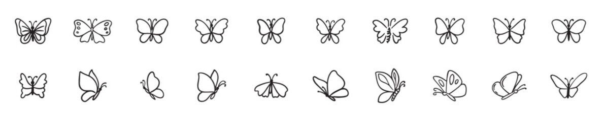Butterfly Vector Doodle Set, Butterfly Vector Doodle Set, Vector illustration
