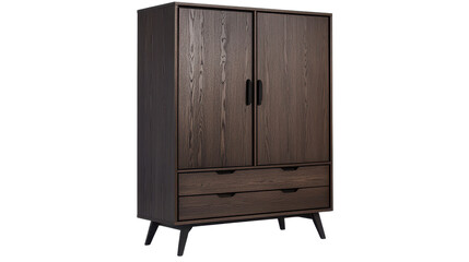 Stylish and Contemporary Wooden Wardrobe with Double Doors and Two Drawers, Perfect for Bedroom Storage and Organization