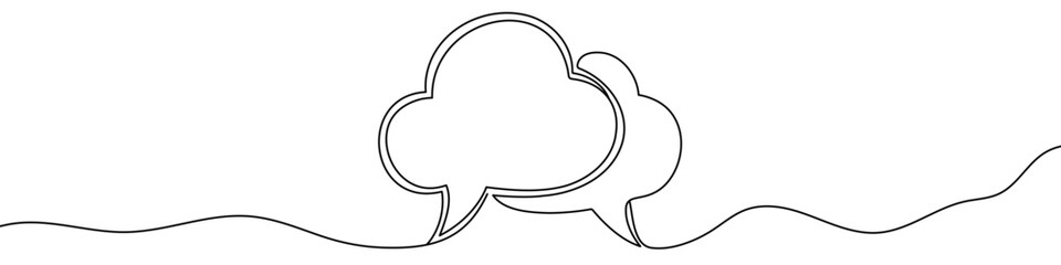 Black cloud in one line art style. Cloud drawing with editable stroke on white background. Vector illustration.