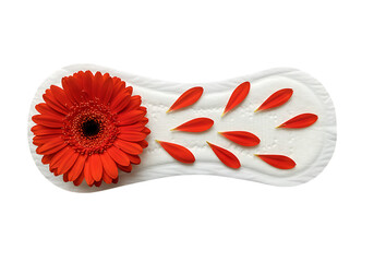 Sanitary Pad Red Gerbera Flower Petals isolated on a transparent background