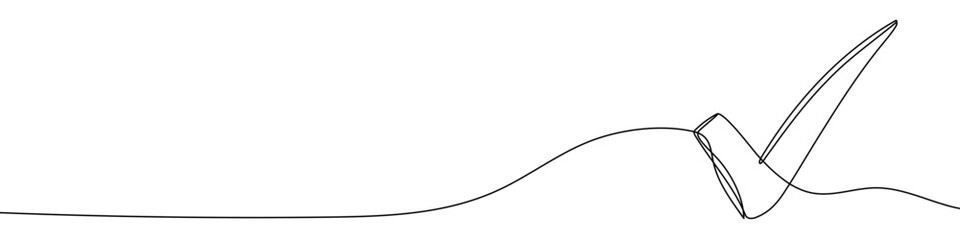 Black check mark in one line art style. Check mark drawing with editable stroke on white background. Vector illustration.