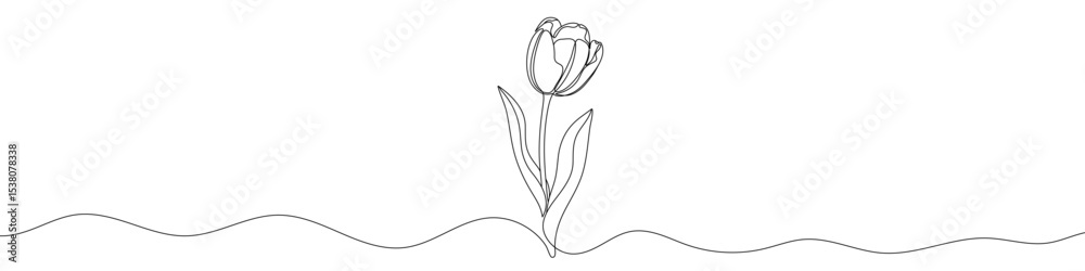 Canvas Prints black tulip in one line art style. tulip drawing with editable stroke on white background. vector il