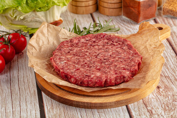 Raw beef cutlet for burger