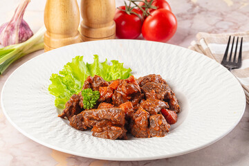 Hungarian goulash with beef meat