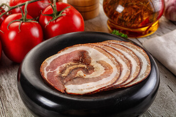 Iralian pancetta sausage pork meat