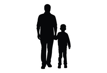 Father and son silhouette vector illustration simple icon flat design parent child bond minimal style