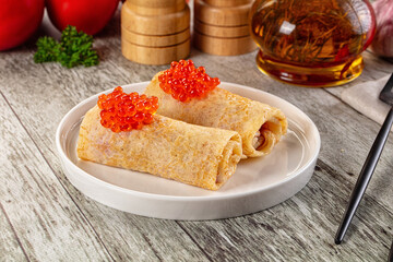 Gourmet Panccakes with red caviar