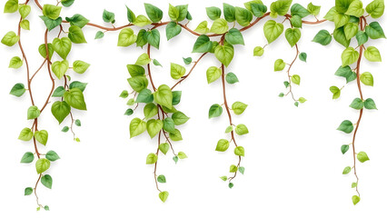 Obraz premium Decorative green vine, creeper, or ivy hanging from above or climbing a wall or column