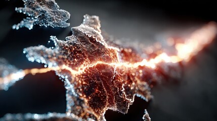 Abstract digital art featuring glowing, branching structures against a dark background