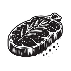Black Steak Silhouette Vector, High Quality Illustration on White Background