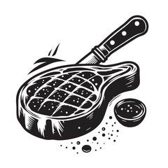 Black Steak Silhouette Vector, High Quality Illustration on White Background