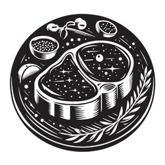 Black Steak Silhouette Vector, High Quality Illustration on White Background