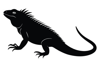 Fototapeta premium Iguana silhouette vector illustration simple icon flat design perfect for logo