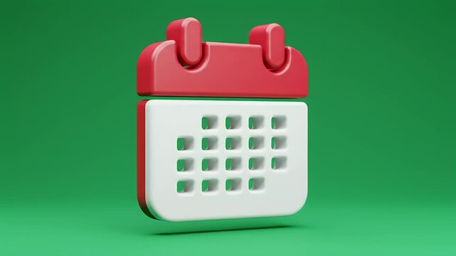Modern 3D Calendar Icon Red and White Schedule Symbol