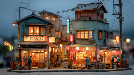 Obraz premium Miniature Japan – Cute and Illustrated Landscapes for Education and Travel