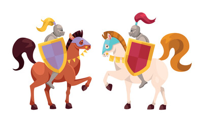 Medieval Knights in Colorful Armor Riding Horses Across a Battlefield, Depicted in Vivid Detail