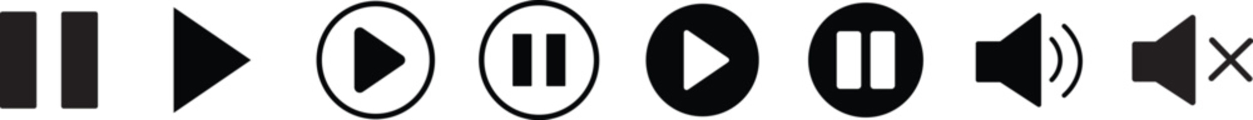 play and pause buttons icon set, ideal for media player. . Elements for video streaming app. vector illustration . 