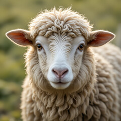 Fototapeta premium A close-up shot of a sheep looking directly at the camera