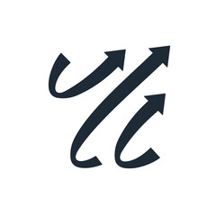 Three arrows up. General movement, direction. Trend. Vector linear icon illustration isolated on white background.