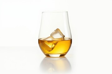 Whiskey glass. Isolated on white with reflection