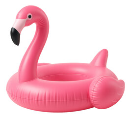 Naklejka na ściany i meble Pink inflatable flamingo pool float designed for summer fun and relaxation on transparent background.
