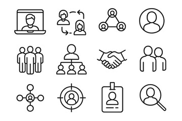 Networking and collaboration icons representing professional connections and teamwork in a minimalist style