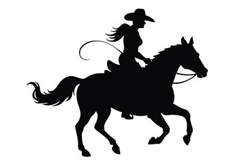Western cowgirl rodeo silhouette vector elements illustration country lifestyle horse rider