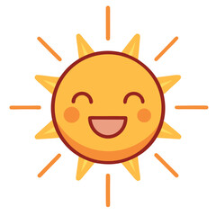 happy sun cartoon character, cheerful and playful sun icon isolated on white background