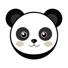 panda with a smile cute panda face vector icon isolated on white background